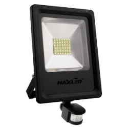MAXLED Naświetlacz LED 50W + Czujnik Ruchu Zimny Biały 6000K IP65 Slim Gwarancja 3lata!